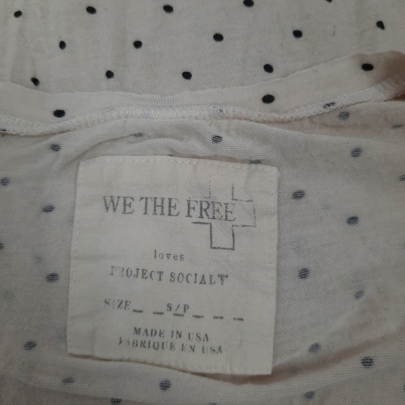 We‎ The Free Tunic Tee-Shirt Cream with Navy Polka Dots Size Small Women's - Picture 5 of 6